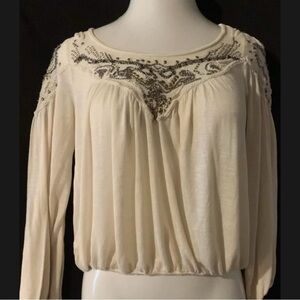 Beige Embellished Free People blouse